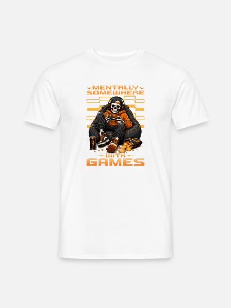 Skeleton Gamer Gaming Halloween - Männer T-Shirt - Weiß