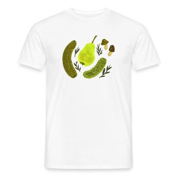 Collage de nature morte de fruits de jardin - T-shirt homme - blanc - Devant - AI Model Male 178 dark (178cm)