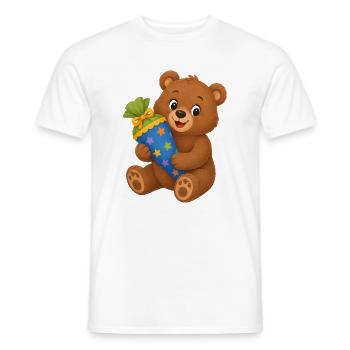 Cute bear with school cone for the start of school - Men's T-Shirt - white - Front - AI Model Male 178 dark (178cm)