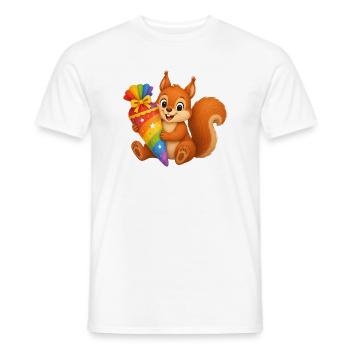Cute squirrel with colorful school cone - Men's T-Shirt - white - Front - AI Model Male 178 dark (178cm)