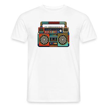 Retro Boombox – 80s Ghetto Blaster - Men's T-Shirt - white - Front - AI Model Male 178 dark (178cm)
