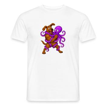 Affrontement de Poulpe Violet de Lutte Canine - T-shirt homme - blanc - Devant - AI Model Male 178 dark (178cm)