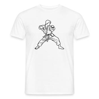 Karateka Line Sketch - Men's T-Shirt - white - Front - AI Model Male 178 dark (178cm)