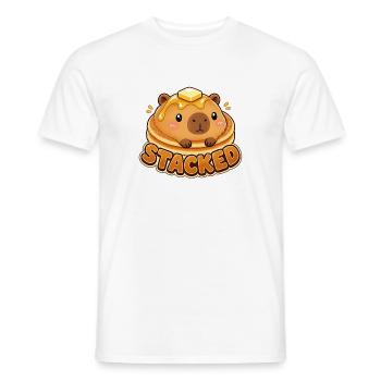 Cute Kawaii Capybara Stacked Pancakes - Men's T-Shirt - white - Front - AI Model Male 178 dark (178cm)
