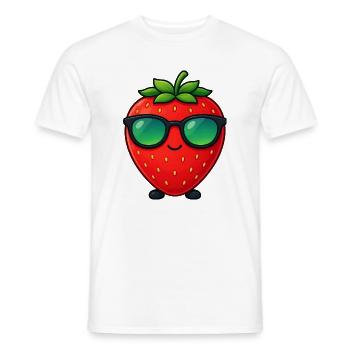Kawaii Erdbeere mit Sonnenbrille Minimalismus - Männer T-Shirt - Weiß - Vorne - AI Model Male 178 dark (178cm)