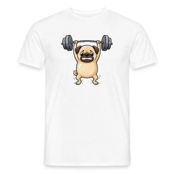 Pug Dog Fitness Halterofil Gymnase - T-shirt homme - blanc - Devant - AI Model Male 178 dark (178cm)