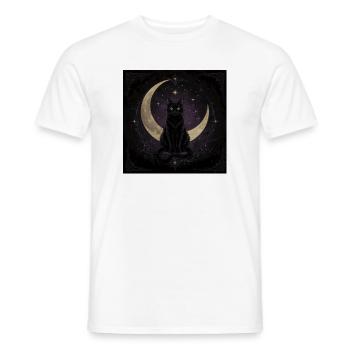 Gothic Black Cat – Crescent Moon - Men's T-Shirt - white - Front - AI Model Male 178 dark (178cm)