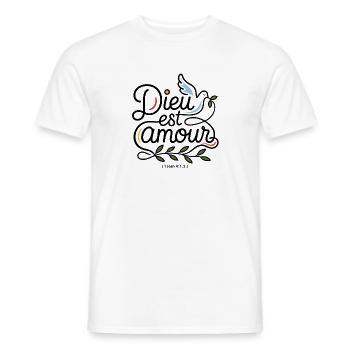 Dieu est amour 🕊️ | 1 Jean 4:8 - T-shirt homme - blanc - Devant - AI Model Male 178 dark (178cm)