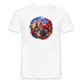 Bouledogue de Paris au coucher du soleil - T-shirt homme - blanc - Devant - AI Model Male 178 dark (178cm)