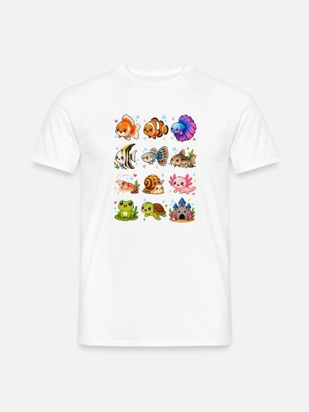 Kawaii Aquarium | Unterwasserwelt Tiere - Männer T-Shirt - Weiß