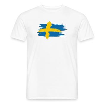 Sweden – Blue Yellow Map Brush Design - Men's T-Shirt - white - Front - AI Model Male 178 dark (178cm)