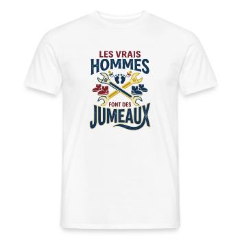 Vrais Hommes Font Des Jumeaux Papa Mécanicien - T-shirt homme - blanc - Devant - AI Model Male 178 dark (178cm)