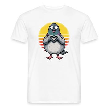  Funny Taubenzüchter Taubensport Brieftaube Herz - Männer T-Shirt - Weiß - Vorne - AI Model Male 178 dark (178cm)