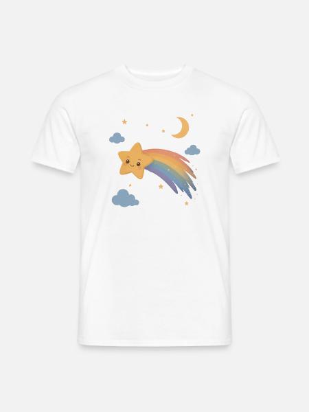 Süße Sternschnuppe mit Regenbogen - Männer T-Shirt - Weiß