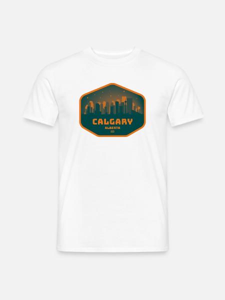 Calgary Skyline Nacht - Männer T-Shirt - Weiß