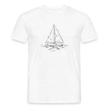 Cracked Sailboat – Minimalistisches Segelmotiv - Männer T-Shirt - Weiß - Vorne - AI Model Male 178 dark (178cm)