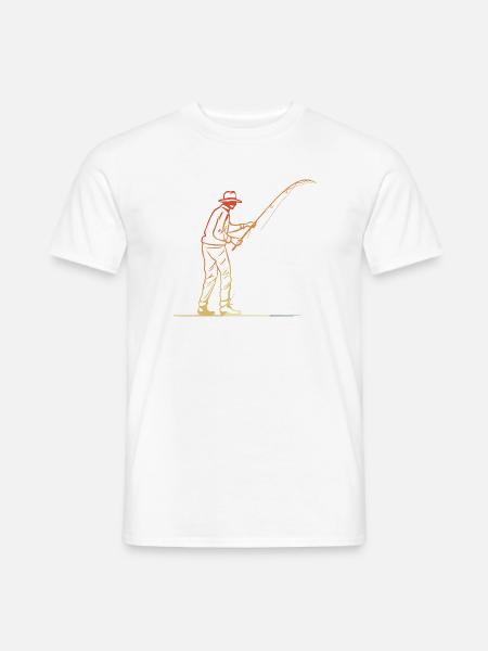 Angler Grafik Retro Stil - Männer T-Shirt - Weiß