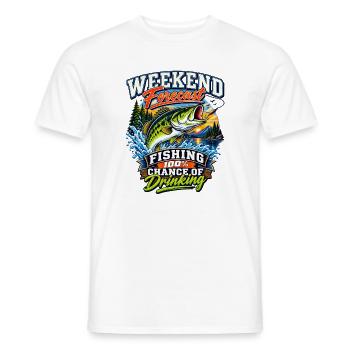 Prévisions du week-end : Pêche à 100 % consommation d’alcool - T-shirt homme - blanc - Devant - AI Model Male 178 dark (178cm)