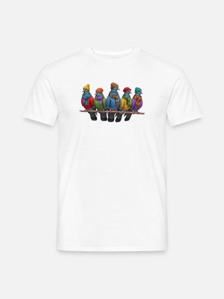 Tauben in Strickpullovern Winter Weihnachten - Männer T-Shirt - Weiß