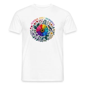 BEFREE Blumenmotiv, BEFREE Geschenk, Blumen CSD - Männer T-Shirt - Weiß - Vorne - AI Model Male 178 dark (178cm)