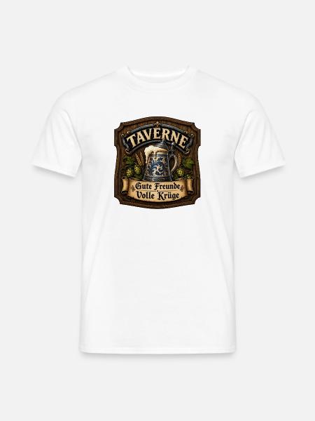 Taverne – Gute Freunde, volle Krüge - Männer T-Shirt - Weiß