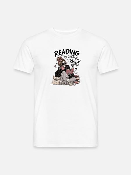 Just One More Chapter – Reading Skeleton - Männer T-Shirt - Weiß