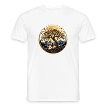 Lebensbaum im Mondlicht – Innere Ruhe & Kraft - Männer T-Shirt - Weiß - Vorne - AI Model Male 178 dark (178cm)