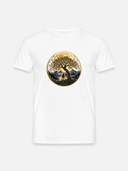 Lebensbaum im Mondlicht – Innere Ruhe & Kraft - Männer T-Shirt - Weiß
