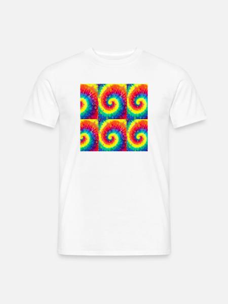 Psychedelischer Spiral-Batik-Frieden - Männer T-Shirt - Weiß