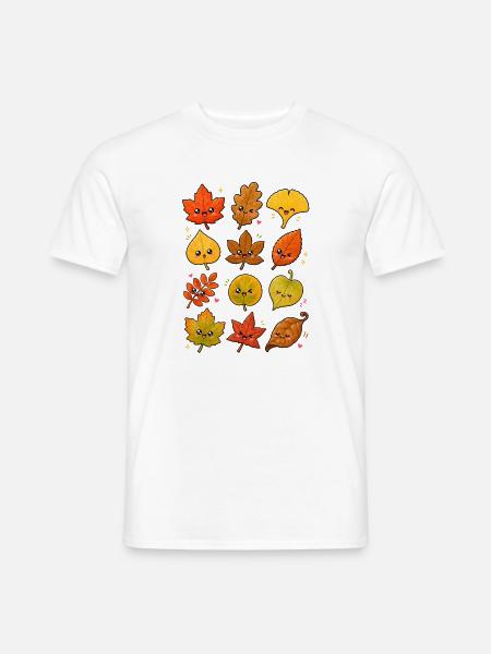 Kawaii Herbstblätter | Herbst & Natur - Männer T-Shirt - Weiß