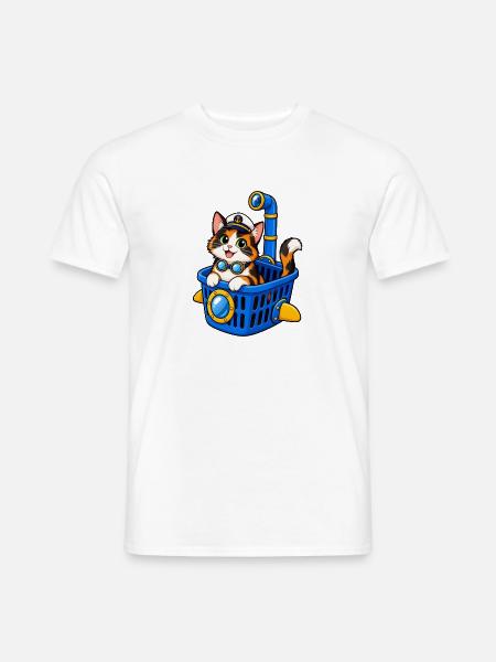 U-Boot-Katzen-Wäschekorb - Männer T-Shirt - Weiß