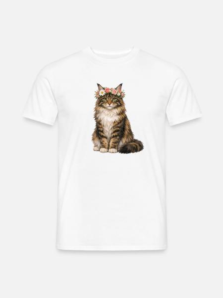 Maine Coon Katze - Männer T-Shirt - Weiß