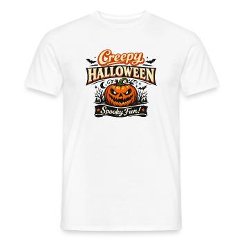 Creepy Halloween Kürbis-Logo - Männer T-Shirt - Weiß - Vorne - AI Model Male 178 dark (178cm)