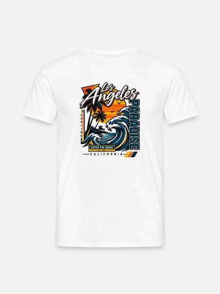 Los Angeles Paradise Surf Sunset - Männer T-Shirt - Weiß