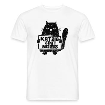 Katzis statt Nazis - Männer T-Shirt - Weiß - Vorne - AI Model Male 178 dark (178cm)
