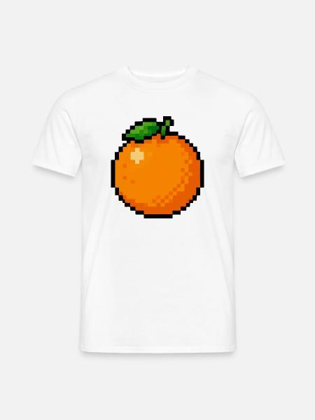 Pixel Orange - Männer T-Shirt - Weiß