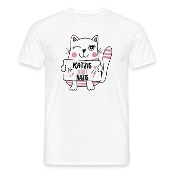 Katzis statt Nazis - Männer T-Shirt - Weiß - Vorne - AI Model Male 178 dark (178cm)