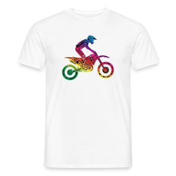 Buntes Mechanisches Dirtbike Motocross Motiv - Männer T-Shirt - Weiß - Vorne - AI Model Male 178 dark (178cm)