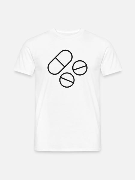 Symbol der Medikamenten-Pillen-Linie - Männer T-Shirt - Weiß