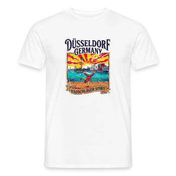 Retro Düsseldorf Germany City Skyline And - Männer T-Shirt - Weiß - Vorne - AI Model Male 178 dark (178cm)