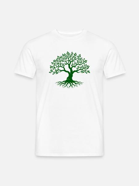 Grüner Lebensbaum mit Wurzeln - Männer T-Shirt - Weiß