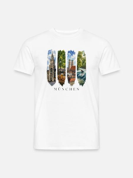 München Travel – Frauenkirche & Surfer Motiv - Männer T-Shirt - Weiß