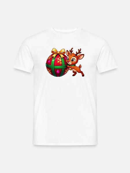 Rentiere und Weihnachtsschmuck - Männer T-Shirt - Weiß