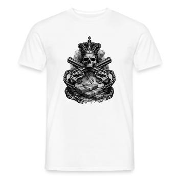 Kronenkopf mit Gewehren und Geld - Männer T-Shirt - Weiß - Vorne - AI Model Male 178 dark (178cm)