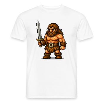 Pixel Barbar mit Schwert - Männer T-Shirt - Weiß - Vorne - AI Model Male 178 dark (178cm)