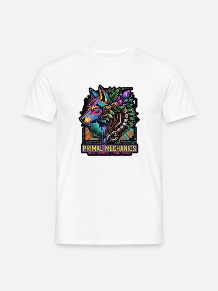 Urmechanik – Neon Wolf - Männer T-Shirt - Weiß