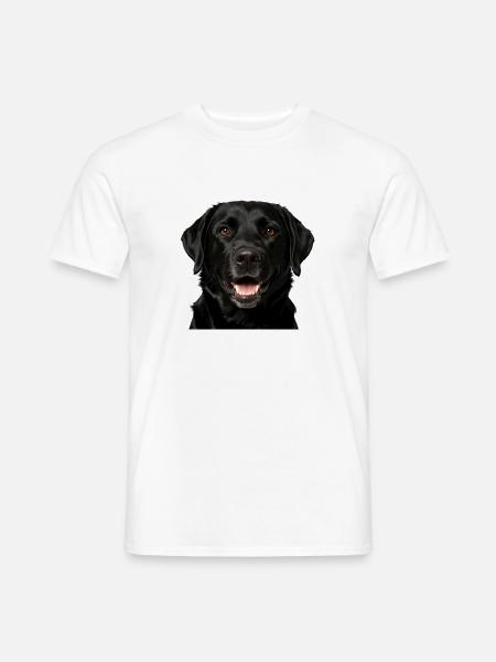 Schwarzer Labrador-Hundefront - Männer T-Shirt - Weiß