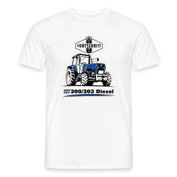 Blauer Traktor ZT 300 303 Fortschritt LPG IFA DDR - Männer T-Shirt - Weiß - Vorne - AI Model Male 178 dark (178cm)