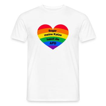 SOGAR MEINE KATZE HASST DIE AFD, NO NZS NO AFD - Männer T-Shirt - Weiß - Vorne - AI Model Male 178 dark (178cm)