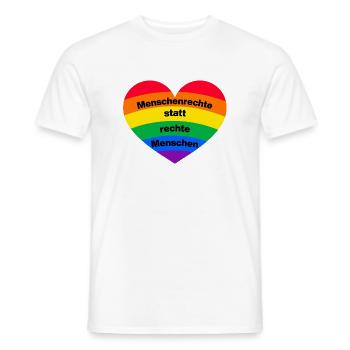 MENSCHENRECHTE STATT RECHTE MENSCHEN, PRIDE HERZ - Männer T-Shirt - Weiß - Vorne - AI Model Male 178 dark (178cm)
